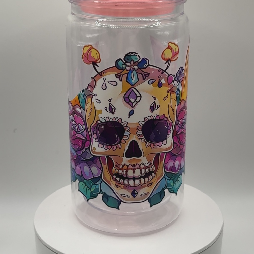 Colorful Skull Art Jar